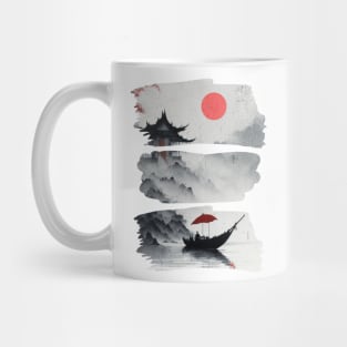 Boat and Red Sun Mug